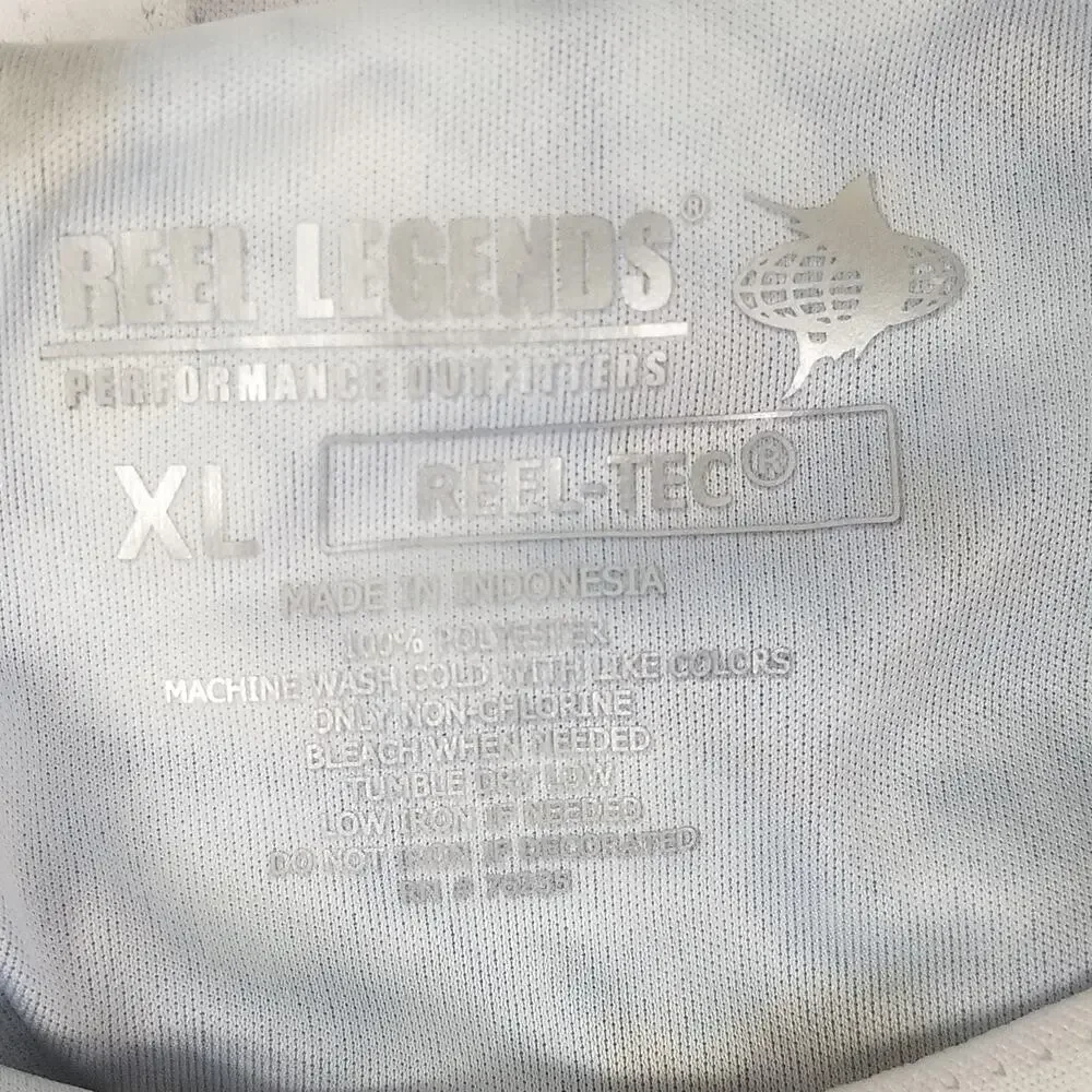 Reel Legends Shirt Mens XL Blue White Long Sleeve Fishing Gaiter REEL-TEC‎